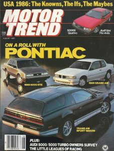 MOTOR TREND 1985 AUG - T/A WAGON, XR4Ti, MILANO